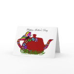 Butterfly flowers tea pot, Happy Mother's Day card