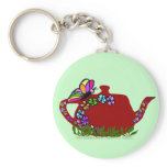 Butterfly flowers tea pot  key chain keychains