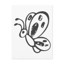 Butterfly Flying in Black and White Sketch