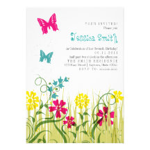 Butterfly Garden in Bright Colours Custom Invitations