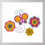butterfly garden print girl's room decor