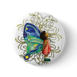 Butterfly Girl Calligraphy Button