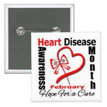 Butterfly Heart - Heart Disease Awareness Month Pinback Buttons