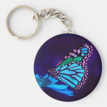 Butterfly in Blue Light Keychain