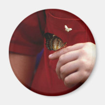 Butterfly In Hand Round Magnet 1