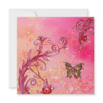 BUTTERFLY IN PINK SPARKLES 2 Elegant Wedding Party Custom Announcements