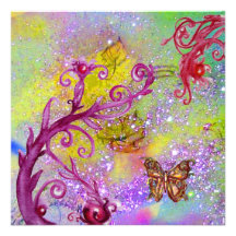 BUTTERFLY IN PURPLE SPARKLES Elegant Wedding Party Custom Invites
