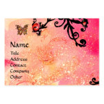 BUTTERFLY IN SPARKLES, PINK,BLACK SWIRLS MONOGRAM BUSINESS CARD TEMPLATE