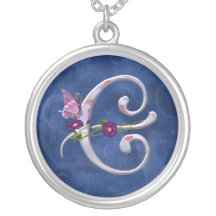 Butterfly Initial E Necklace