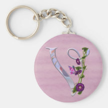 Butterfly Initial V Key Chains