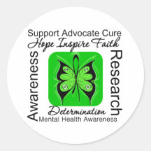 Butterfly Inspiration - Mental Health Awareness Round Stickers