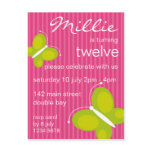 Butterfly Invitation [lime + pink] postcards