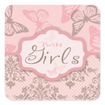 Butterfly Kisses Petal Square Sticker
