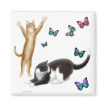 Butterfly Loving Cats Magnet