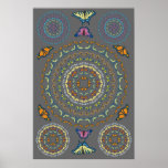Butterfly Mandala 3 as a Poster with Corner Rings