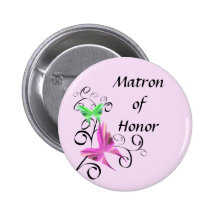 Butterfly Matron of Honour Button