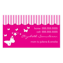 Butterfly Mummy Business Card-Hot Pink