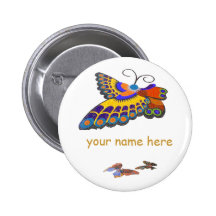 Butterfly name badge pinback button