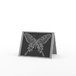 Butterfly Negative Effect Grey on Black Note Card