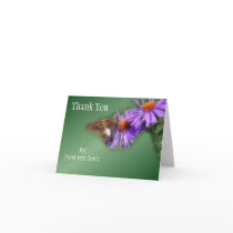 Butterfly On Aster Flower Nature Thank You Card