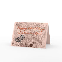 Butterfly on bush pencil sketch - any occasion card