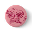 Butterfly on Pink Button