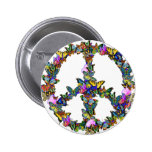 Butterfly Peace Symbol Button
