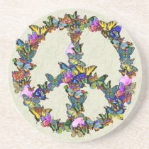Butterfly Peace Symbol Beverage Coasters
