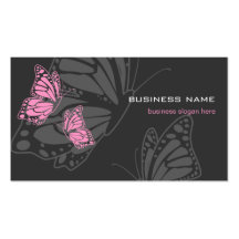 Butterfly Pink & Dark Elegant Modern Business Card