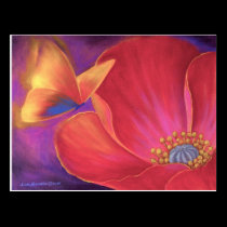 Butterfly Pink Poppy Art - Multi postcards