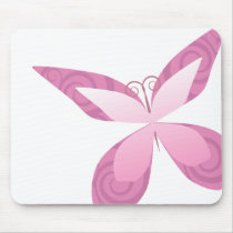 Butterfly Pink Ribbon mousepads