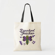 Butterfly Preschool Teacher Tshirts and Gifts Canvas Bags