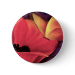 Butterfly Red Poppy Art Floral Painting - Multi buttons