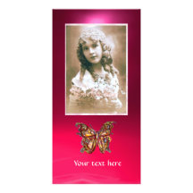 BUTTERFLY RED RUBY pink Picture Card