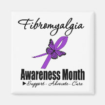 Butterfly Ribbon - Fibromyalgia Awareness Month Fridge Magnet