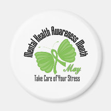 Butterfly Ribbon Mental Health Awareness Month Fridge Magnets