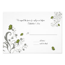 Butterfly Scroll Wedding Response Card Custom Announcement
