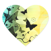 Butterfly Silhouettes Heart Stickers