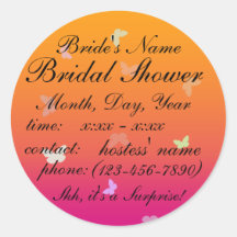 Butterfly Sunrise Bridal Shower stickers