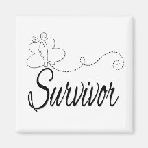 Butterfly Survivor Ribbon Lung Cancer Refrigerator Magnets