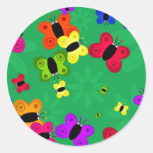 Butterfly Swarm Round Stickers