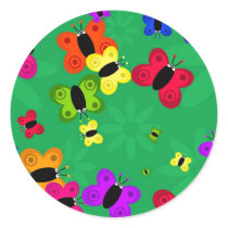 Butterfly Swarm Round Stickers