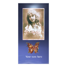 BUTTERFLY TOPAZ BLUE ,red Photo Greeting Card