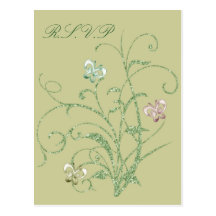 Butterfly Vine Wedding RSVP Postcard