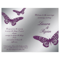 Butterfly Wedding Program Flyer Silver Purple Spar