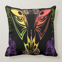 Butterfly with Flowers Throw Pillow American MoJo
