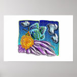 butterfly with purple flower 1 print