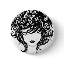 Butterfly Woman Pinback Buttons