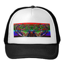 Butterfly Woman Flowers Vase Set Cap Mesh Hats