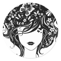Butterfly Woman Round Stickers